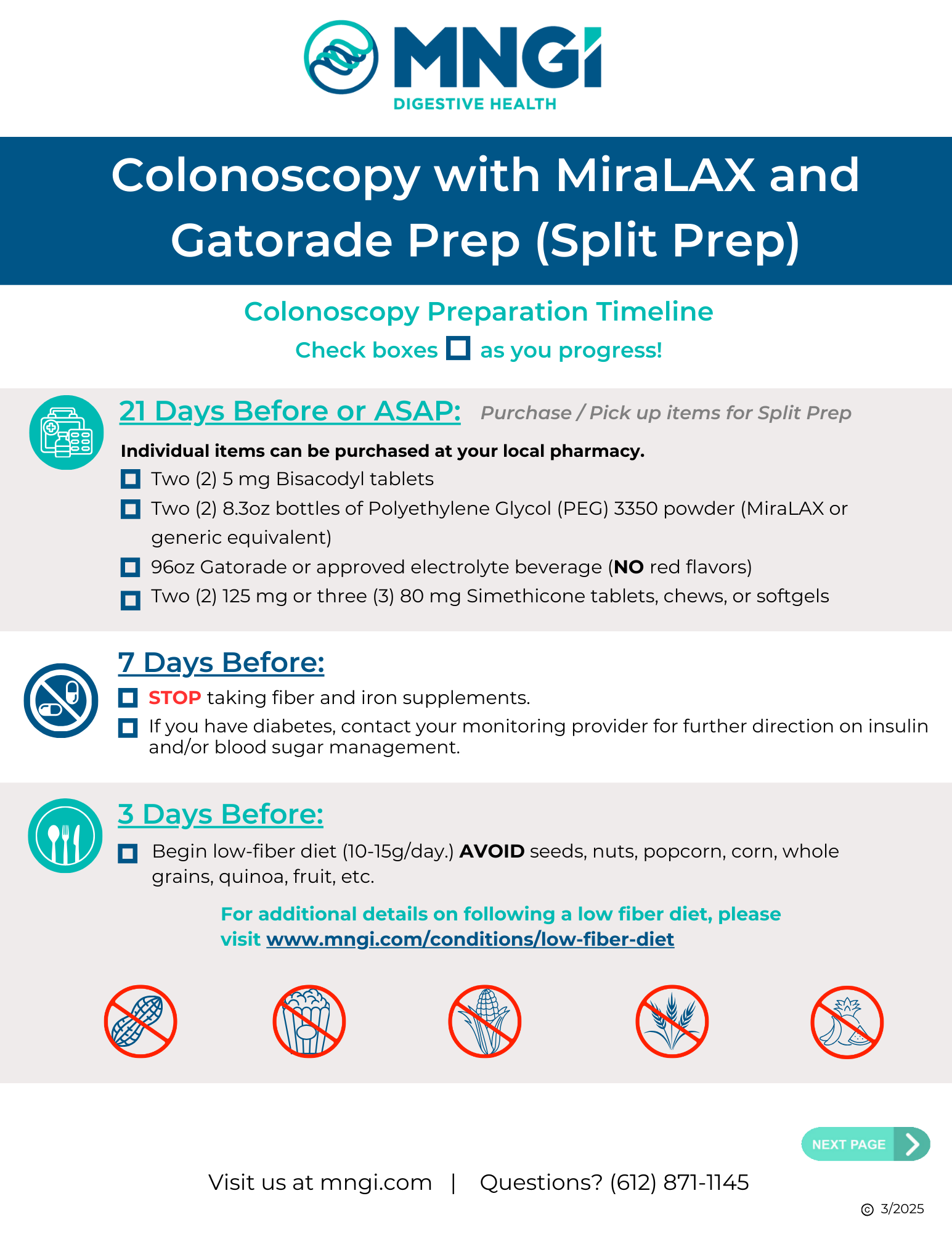 Miralax/Gatorade Split Prep